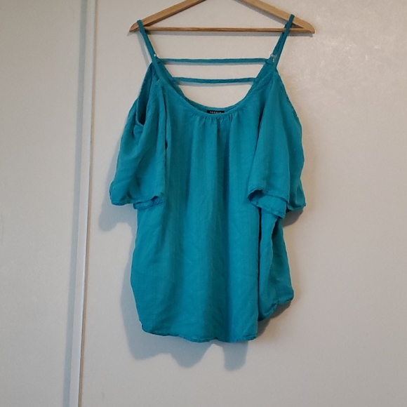 torrid Tops - Teal,  short sleeve/ cold shoulder,  torrid size 2